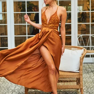 PURE DESIRE MAXI DRESS CAMEL