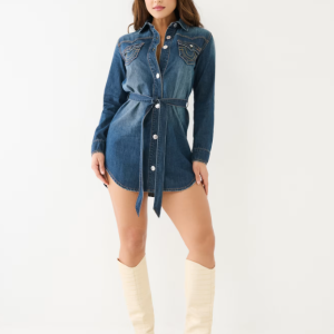 TRUE RELIGION GEORGIA DENIM SHIRT DRESS