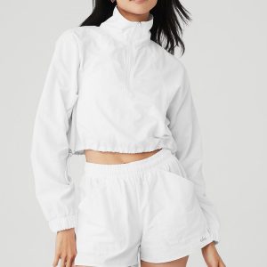 ALO YOGA CROPPED 1/4 ZIP ALUMNI PULLOVER