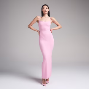 Skims Pink Long Tight Slip Dress